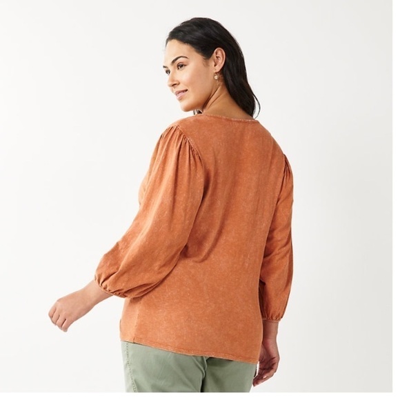 SONOMA 1X Goods For Life Plus slubbed cotton bell sleeve with elastic cu… - Picture 2 of 15